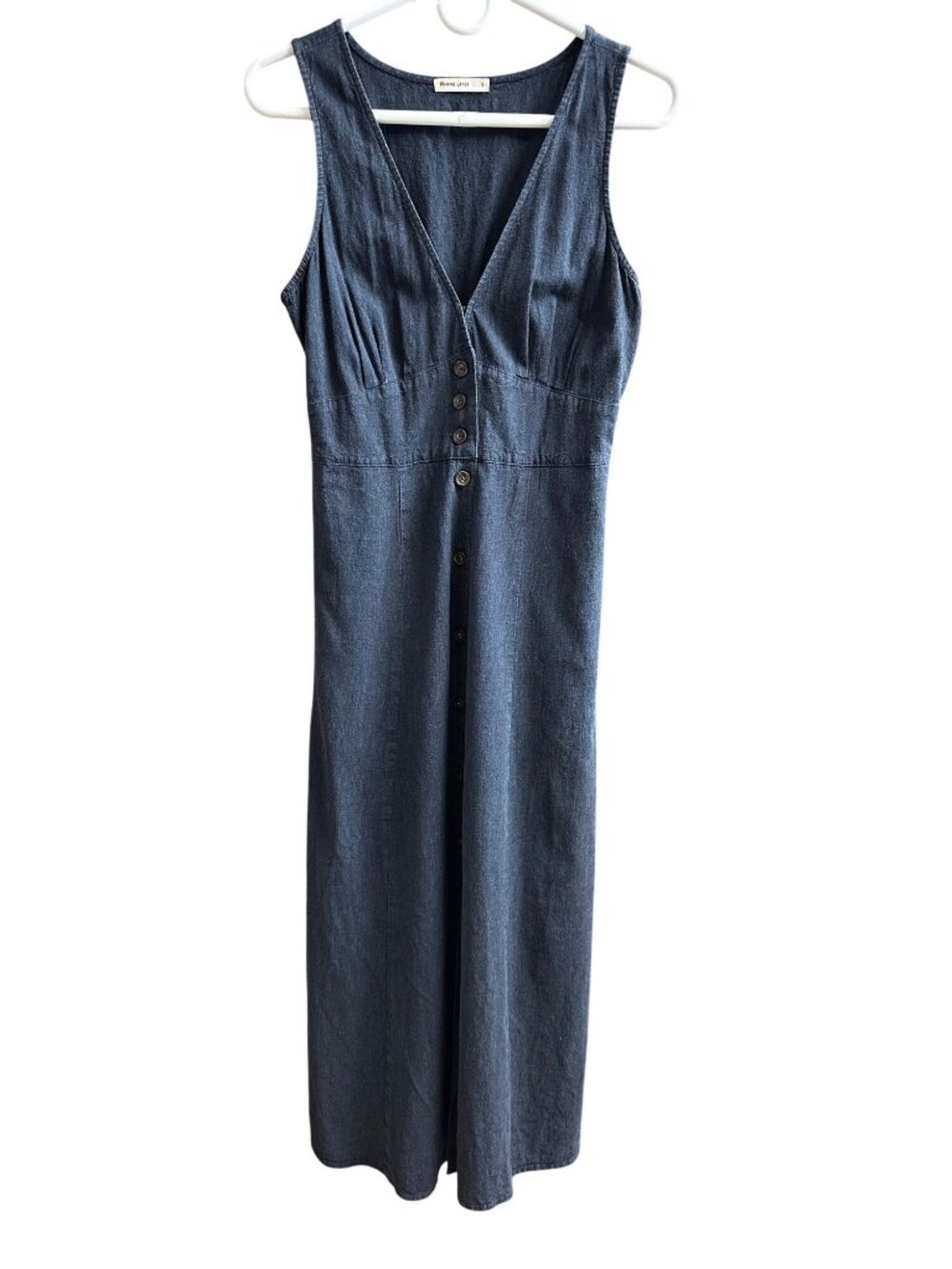 Marine Layer Camila Sleeveless Hemp Blend Button Front Maxi Dress Size S Navy